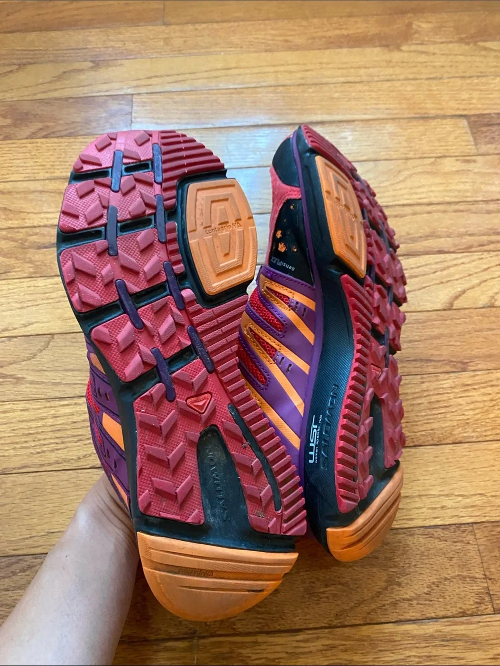 Salomon Pink Purple Orange Trail Running Shoes